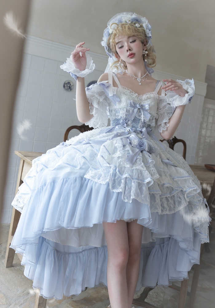 Blue Princess Hanayome Dress High-low Skirt Hime One Piece