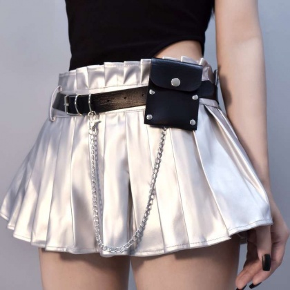 Punk PU Black Crossbody Strap