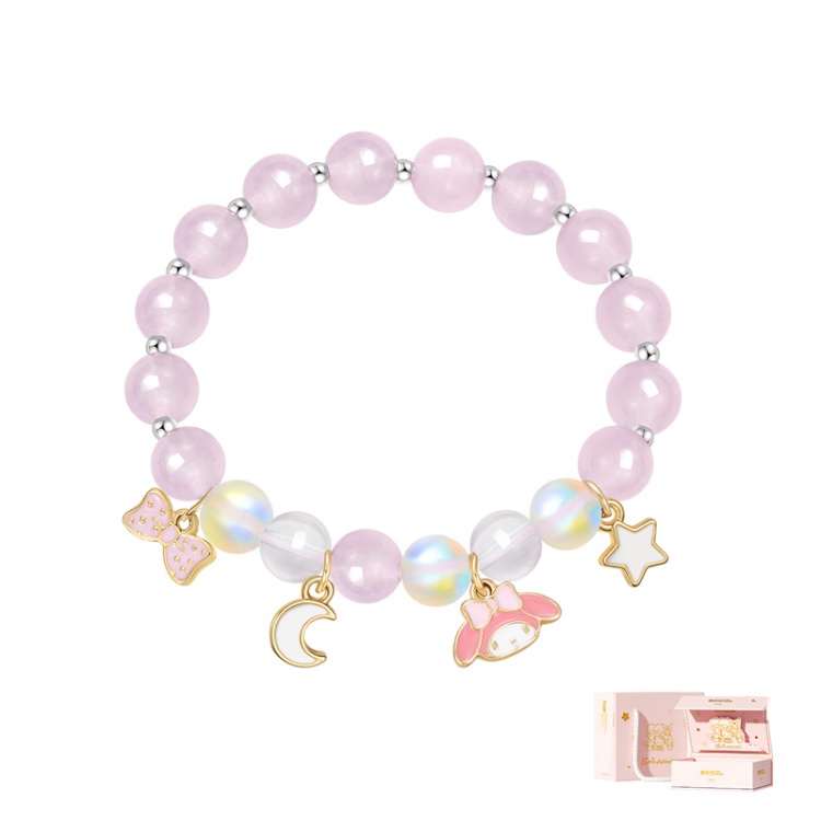 Double Layer Cute Cinnamoroll Pearl Crystal Beaded Bracelet Jewelry Gift  Girl's