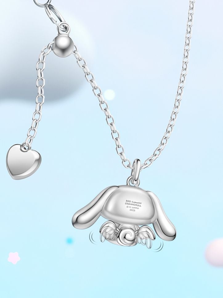 [$32.16]Cinnamoroll Apple Pendant Silver Necklace