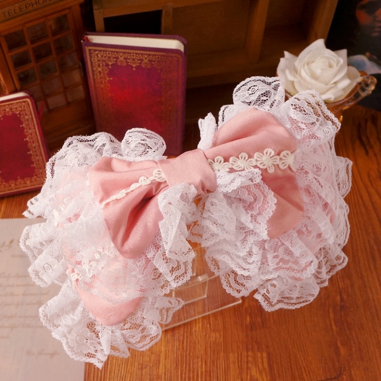 Devilinspired White Lace Ribbon Big Bow Hairclip