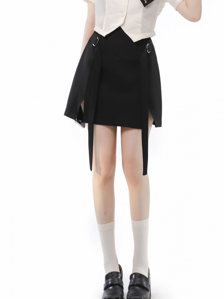 Black Sides Slit Mini Skirt