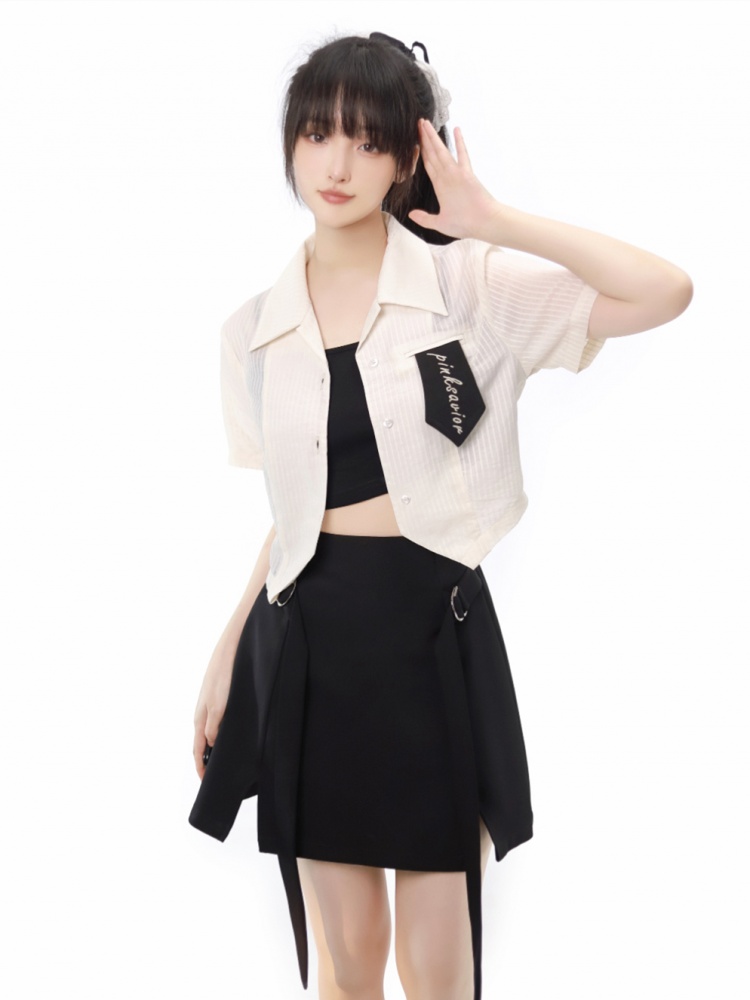 Black Sides Slit Mini Skirt