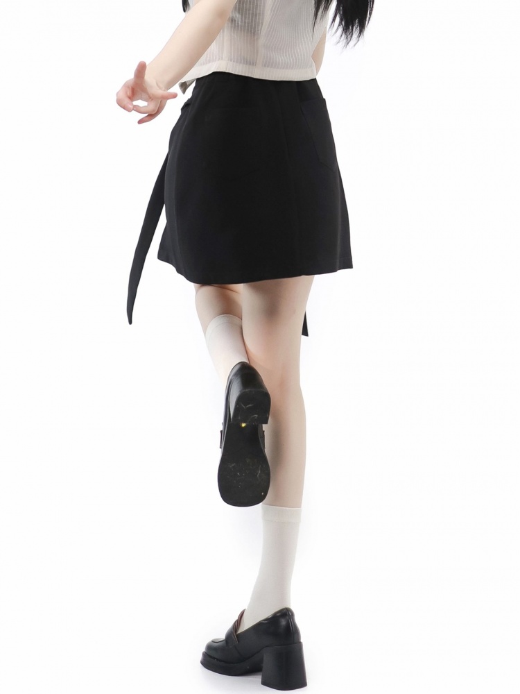 Black Sides Slit Mini Skirt