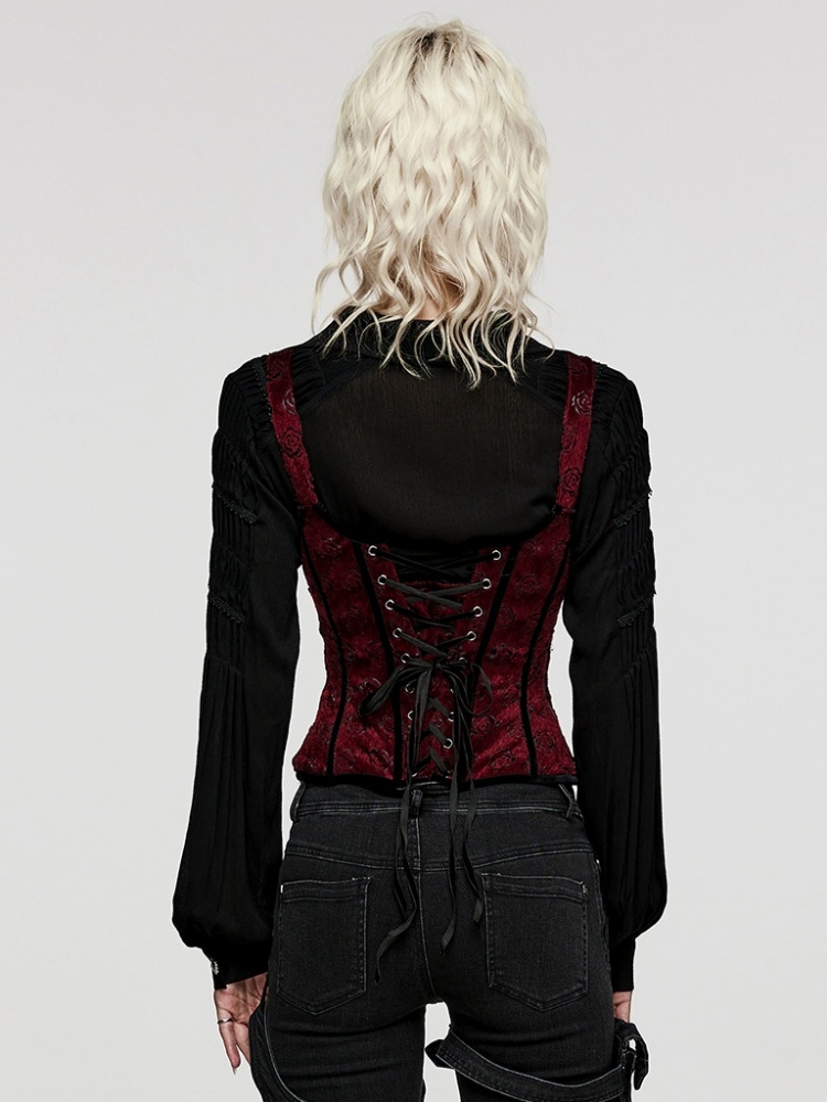 [$97.00]Black and Red Goth Corset