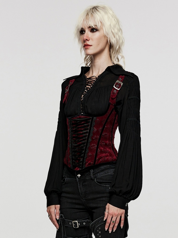 [$97.00]Black and Red Goth Corset