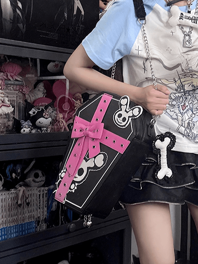 Hello Kitty Sanrio Gothic Punk Vintage Pink Cross Chains Crossbody