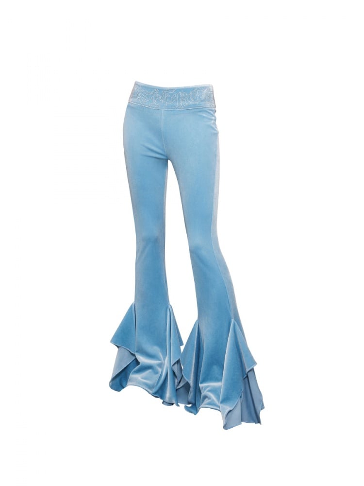 Blue Velvet Fishtail Pants
