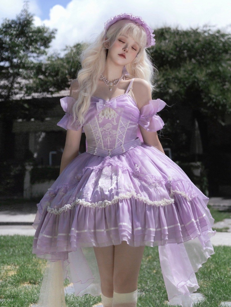 [¥21,239円]妖精紫蝶と薔薇刺繍プリンセスジャンパースカート