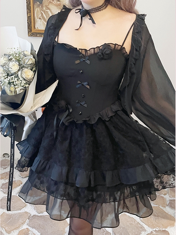 BLACK BONED BODICE