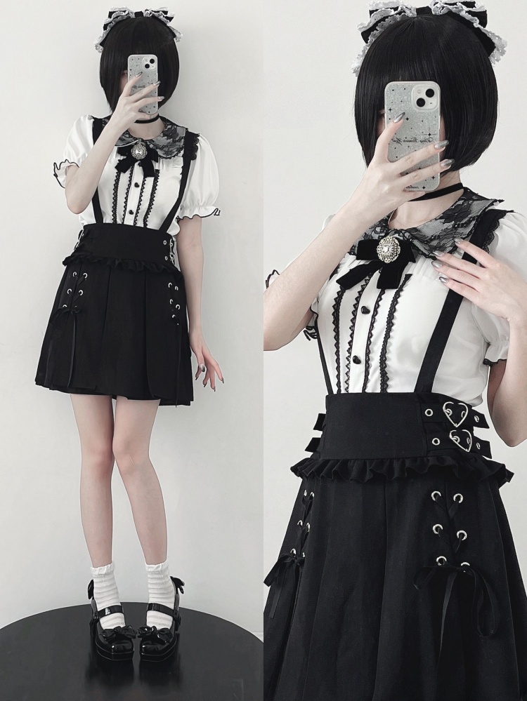 EverythingCuteClub jiraikei Strap Mini Skirt Shirt