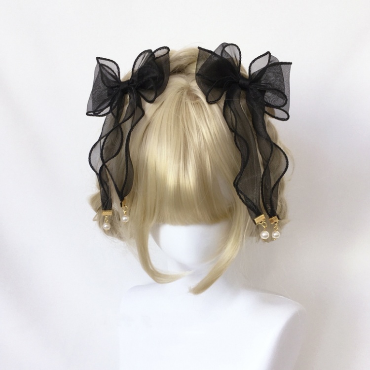 Devilinspired White Lace Ribbon Big Bow Hairclip