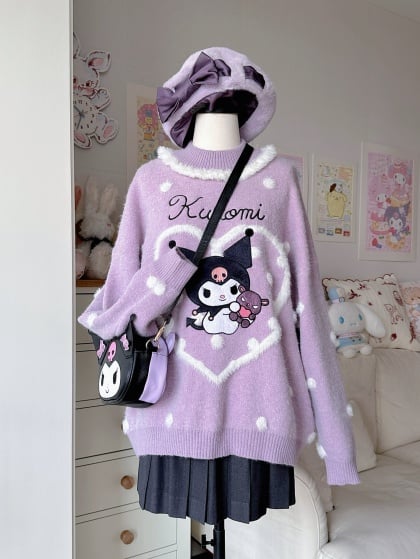 Devilinspired Kuromi Colorblock Design Purple Baseball Jacket