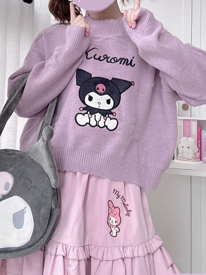 Devilinspired Kuromi Colorblock Design Purple Baseball Jacket