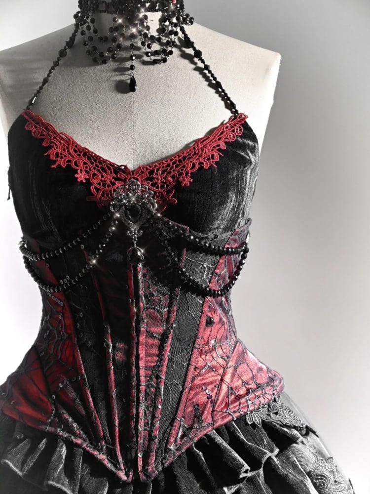 Forum Women's Vampire Corset, Black/red, Standard