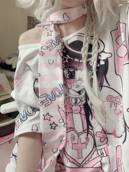 Steampunk Pastel Goth Yami Kawaii Anime Girl Creepy Menhera Tie-Dye Long  Sleeve Shirt