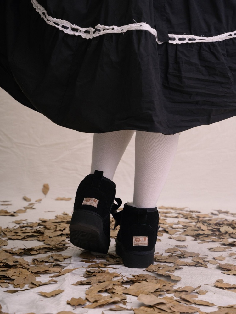 Mikko Mousse Plush Lined Black Platform Ugg Boots