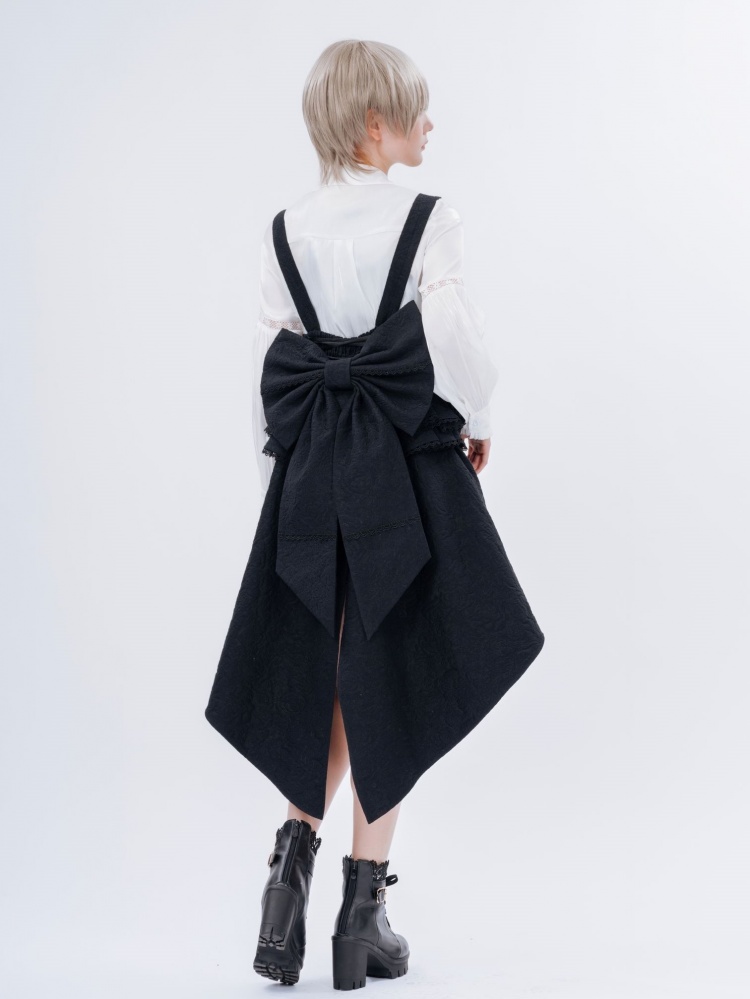 Black Ouji Corset Belt with Skirt and Straps Big Bow Back