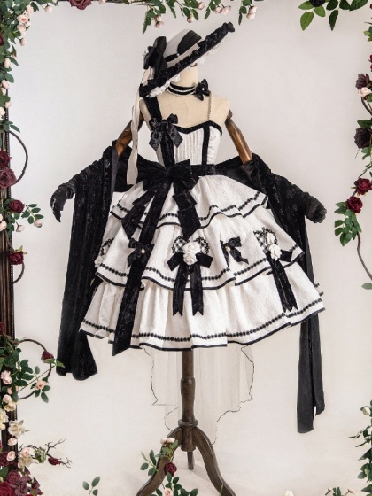 [$196.50]Black and Gold Handkerchief Skirt One Piece Full Set