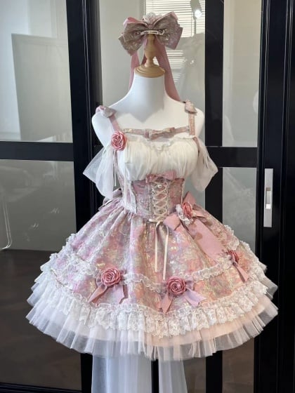 Sweet Lolita dress with removable heart. Matching with blouse, bloomers,  trimmed/ruffles skirt. Search 'Cream Heart' on devilinspired