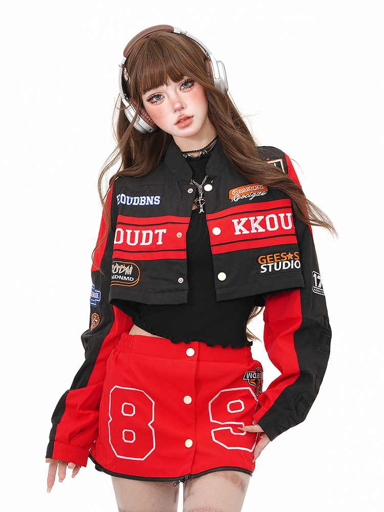 Block Design Jacket 3 Colors Colorblock Design Blokette Core Detachable Racer Jacket