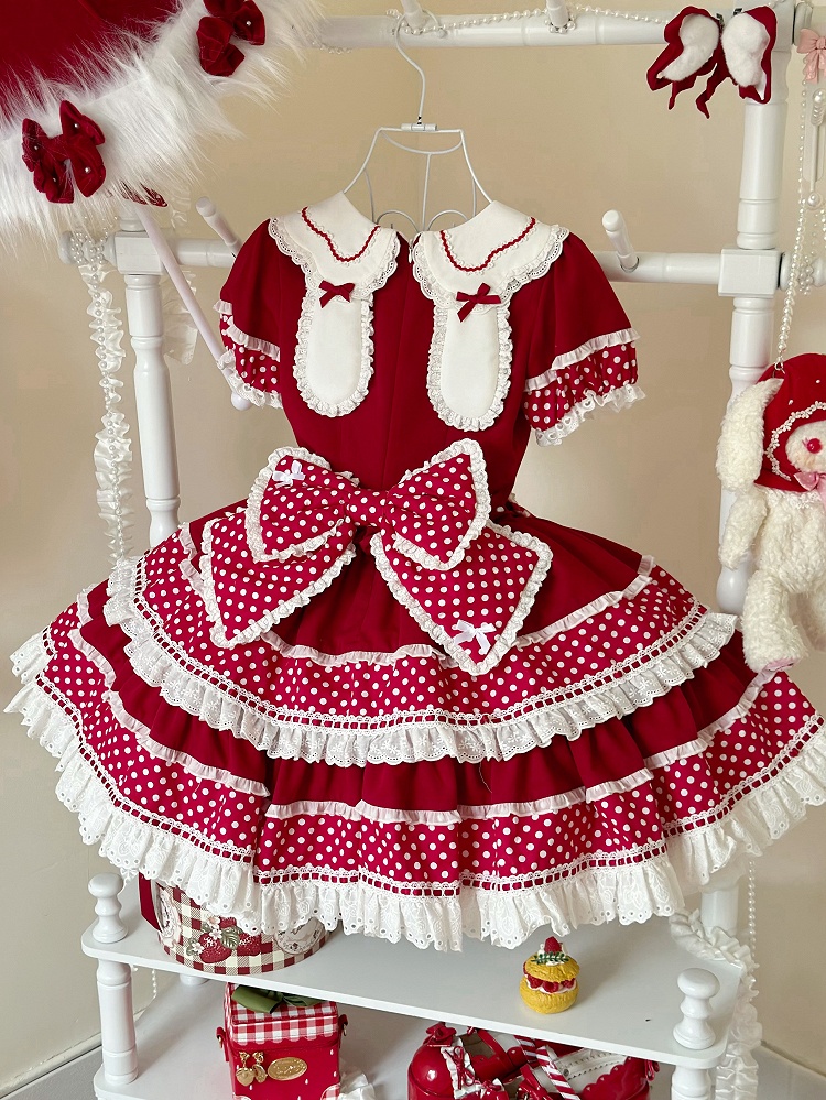 Robe Hell Bunny Rouge & Noir - Motif Nœud Lapin - Taille XS - Velours Burnout