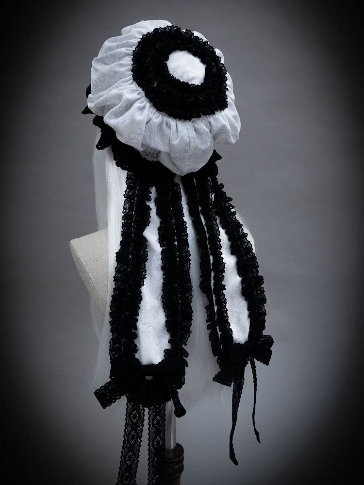 Mint Green/Black & White/Black & Pink Lolita Hat with Lace Ruffles and ...