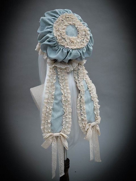 Mint Green/Black & White/Black & Pink Lolita Hat with Lace Ruffles and ...