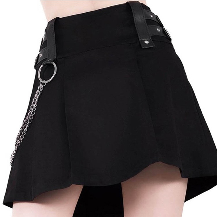 Punk Zipper Chain Skirt