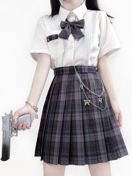 PINK SAVIOR and Junji Ito Collaboration Tomie JK Uniform Plaid Skirt by ...