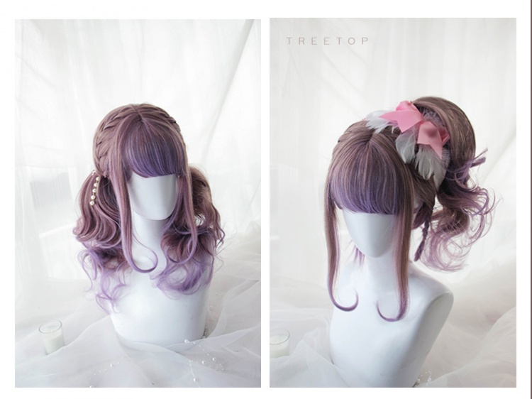 Cute Y2K Preppy Curly Long Low Pigtails In Pink's Code & Price