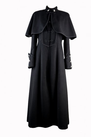 Standing Collar Long Sleeves Long Coat with A Cape Decoration - by ...