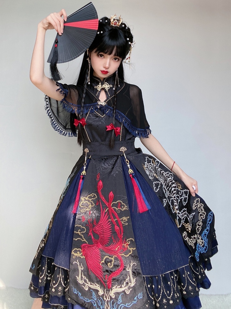 Four Mythological Symbols Qi Lolita Dress Full Set