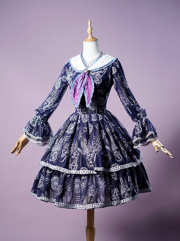 Trainee Witch Tiered Skirt Lolita Dress OP Full Set