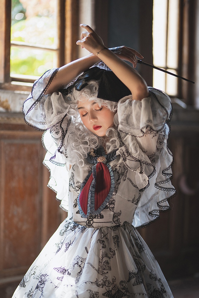 Trainee Witch Tiered Skirt Lolita Dress OP Full Set