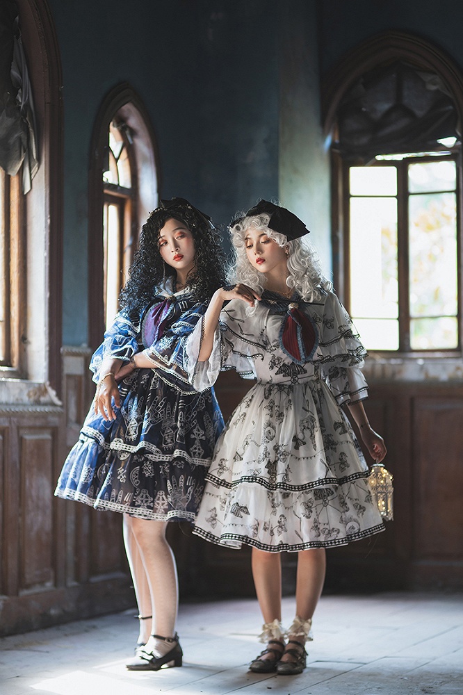 Trainee Witch Tiered Skirt Lolita Dress OP Full Set