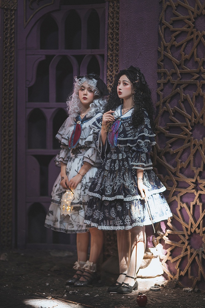 Trainee Witch Tiered Skirt Lolita Dress OP Full Set
