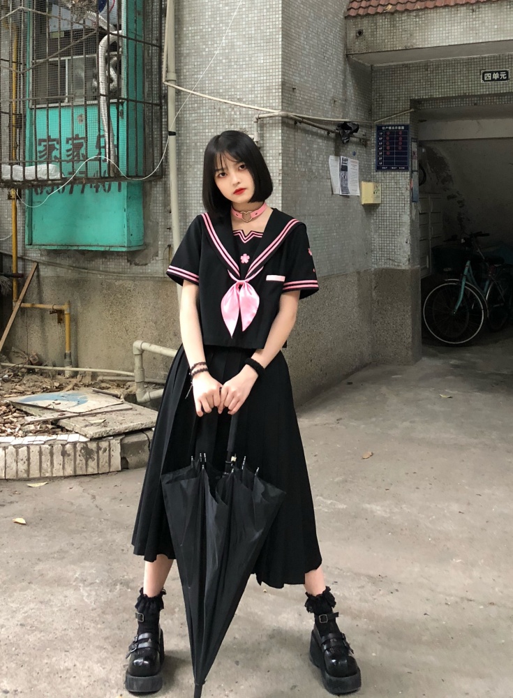 Cherry Blossoms Embroidery JK Uniform Suit