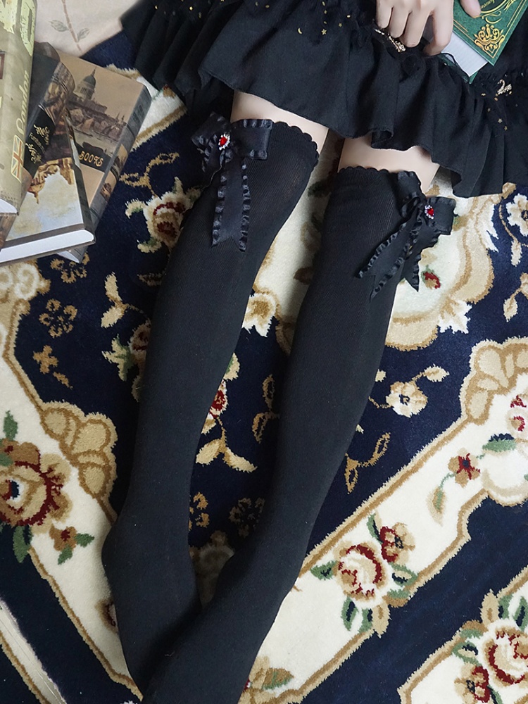 Black Bowknot Overknee Lolita Stockings