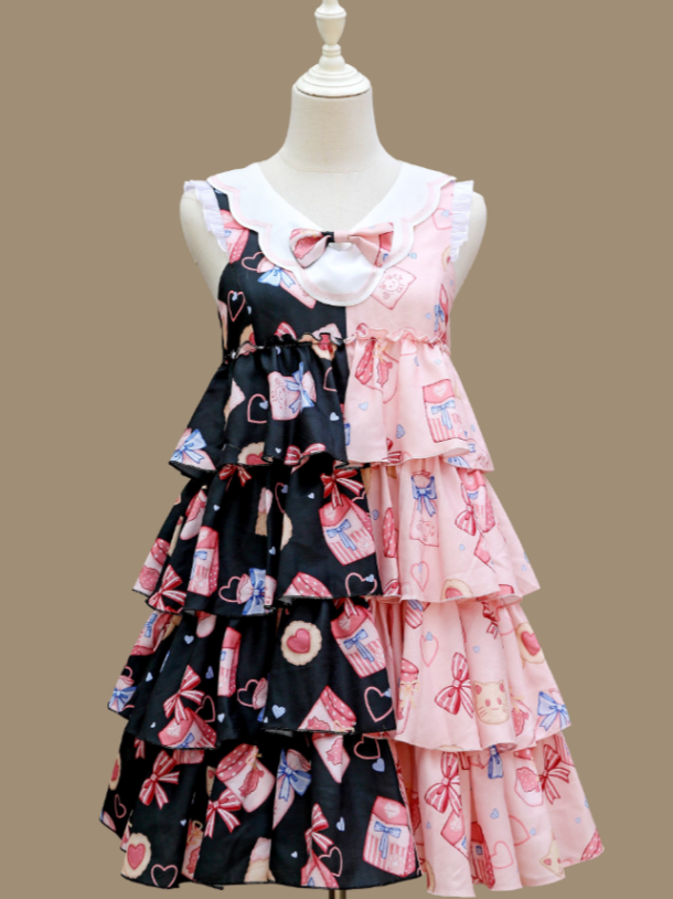 Cookie And Cat Bicolor Tiered Lolita Dress JSK