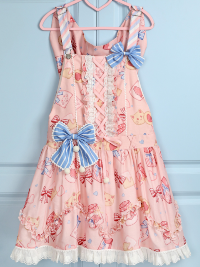 Cookie And Cat Strap Lolita Overall Dress