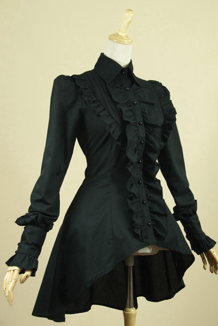 Victorian Gothic Steampunk Clothing Flounce Hemline Blouse