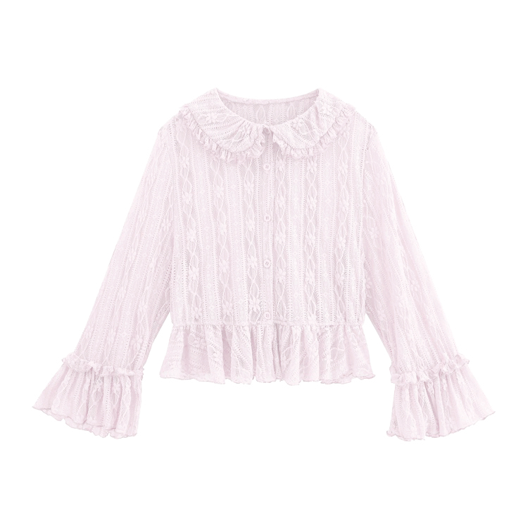 Lace Peter Pan Collar Knitted Cardigan