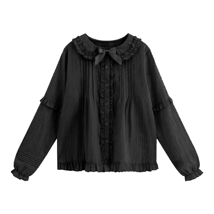 Peter Pan Collar Long-sleeve Blouse