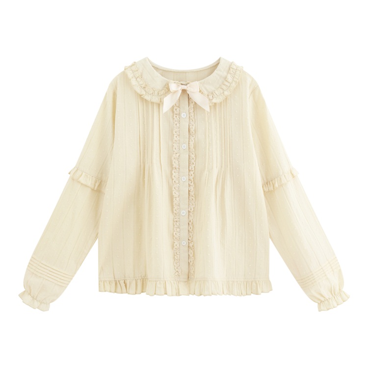 Peter Pan Collar Long-sleeve Blouse