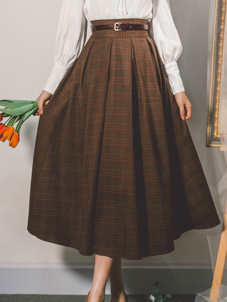 Hamlet Vintage Plaid Long Skirt