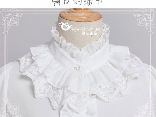 Rose Knight Stand Collar Long Sleeve Blouse
