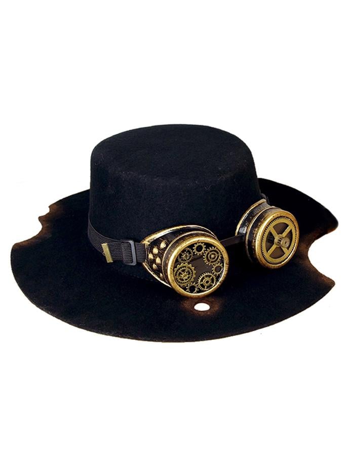 Wool Black Flat Hat Steampunk Lolita Hat