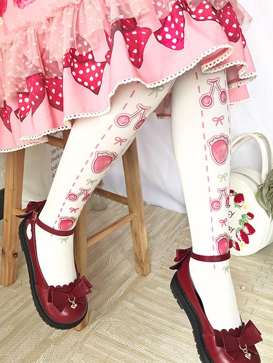 Cherry Strawberry Lolita Velvet Tights