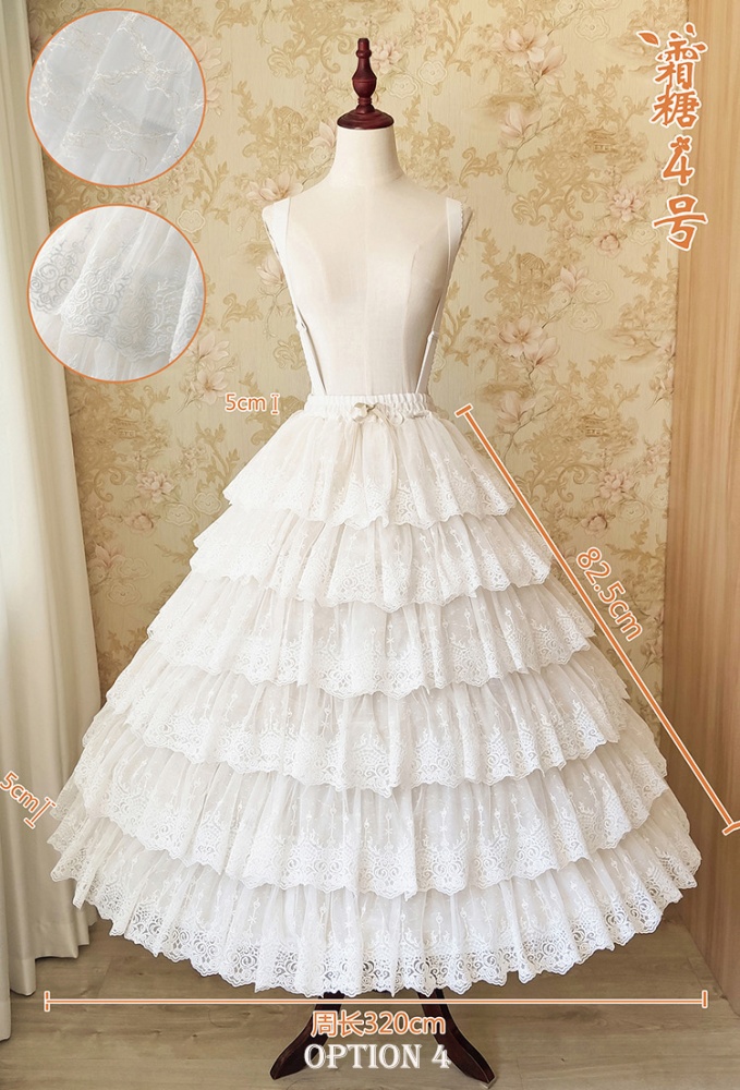 Gorgeous Layered Frost Candy Lace A-line Bell-shaped Petticoat Skirt